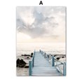 thumbnail image 3 of Cabaña de playa, puente, caña, estrella de mar, caracol, coral, océano, arte de pared, pintura en lienzo, carteles e impresiones, imágenes de pared para decoración de sala de estar, 3 of 5