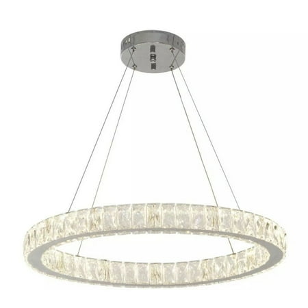Home Decorators Collection 24 Inches Chrome Integrated LED Pendant  Clear Crystals (New Open Box)