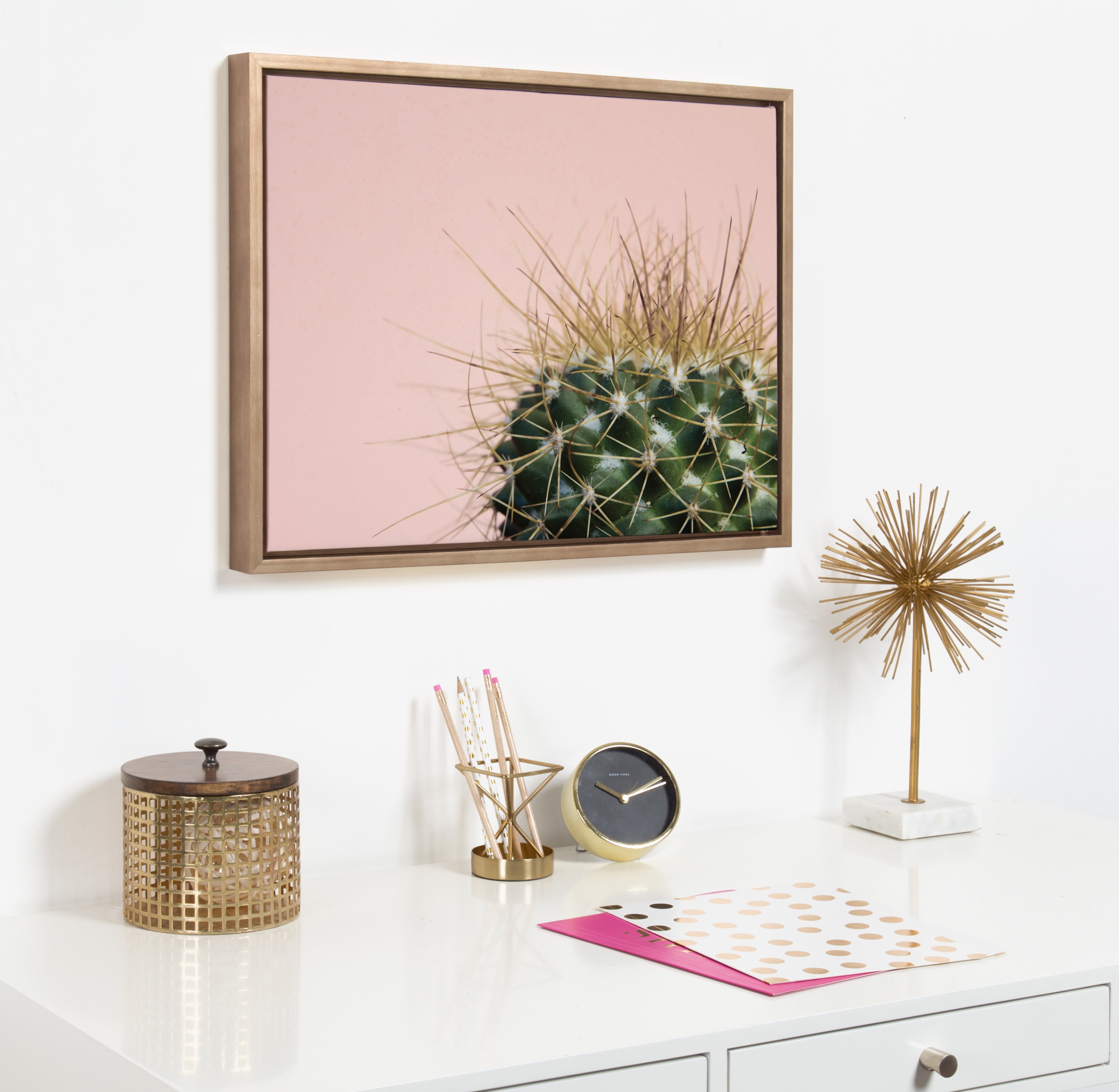 Kate and Laurel Sylvie Botanical, Cactus, Color Photograph, Framed Canvas  Wall Art by F2 Images, 18x24 Gold