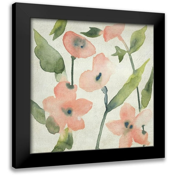 Zarris, Chariklia 12x12 Black Modern Framed Museum Art Print Titled - Blush Pink Blooms I