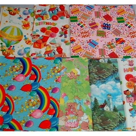 Bulk Buys Birthday Flat Wrap Assortment-58sq ft - Case of 45