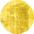 thumbnail image 1 of Ahgly Company Machine Washable Indoor Round Solid Yellow Modern Area Rugs, 4' Round, 1 of 4