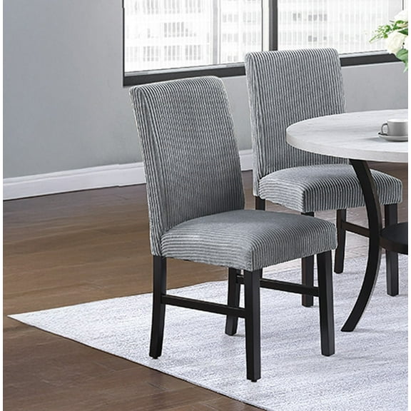 Fog Color Corduroy Upholstered Set of 6pc Chairs, Contemporary Dining Room Furniture Kitchen Dining Chair
