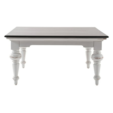 HomeRoots 397394 39 in. Brown & White Wood Square Distressed Coffee Table