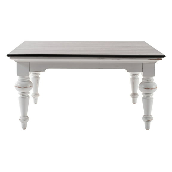 HomeRoots 397394 39 in. Brown & White Wood Square Distressed Coffee Table