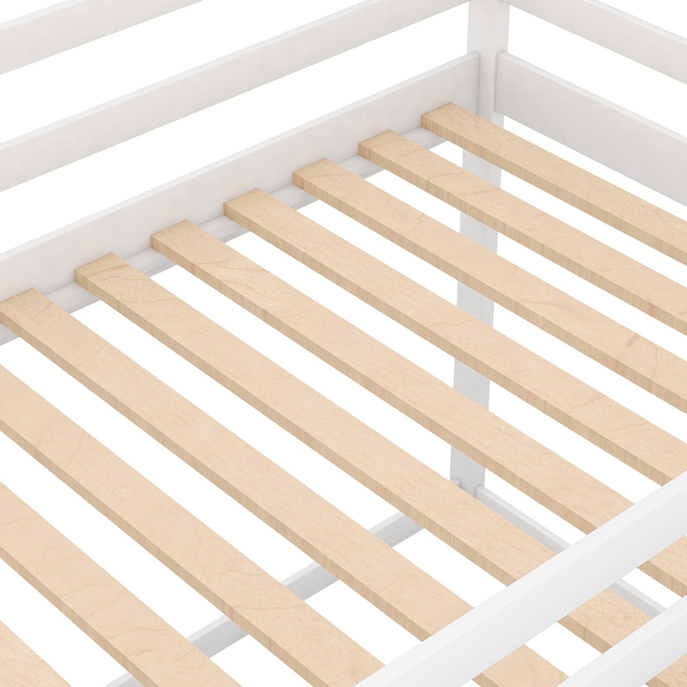 Kadyn Twin over Twin Low Bunk Bed, House Bed with Ladder , White