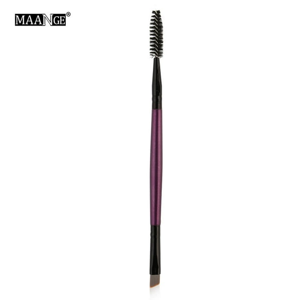 Pinceles de maquillaje, kit de maquillaje Duo Brow Makeup Brush Mango de madera Pinceles de cejas de doble cara Pinceles planos y angulares Pincel de maquillaje