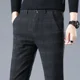 thumbnail image 5 of Pantalones de verano negros para hombre, rectos, a cuadros, pantalones de traje para hombre, ropa de diseñador elegante 2024, tela china de licra para hombre, 5 of 5