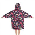 thumbnail image 2 of Dark Blue Christmas Pattern Blanket Hoodies for Kids 6-13YR Oversize Wearable Blanket Hoodies for Boys Girls Teens, 2 of 7