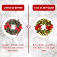thumbnail image 2 of Sans Fil Artificiel, Neige Pré-Éclairé Floqué avec 50 Lumières LED, Minuterie, Fleurs de Poinsettias, Pommes de Pin et Baies Rouges, Batterie Actionnée pour la Fenêtre Murale de la Porte d'Entrée, 2 of 8