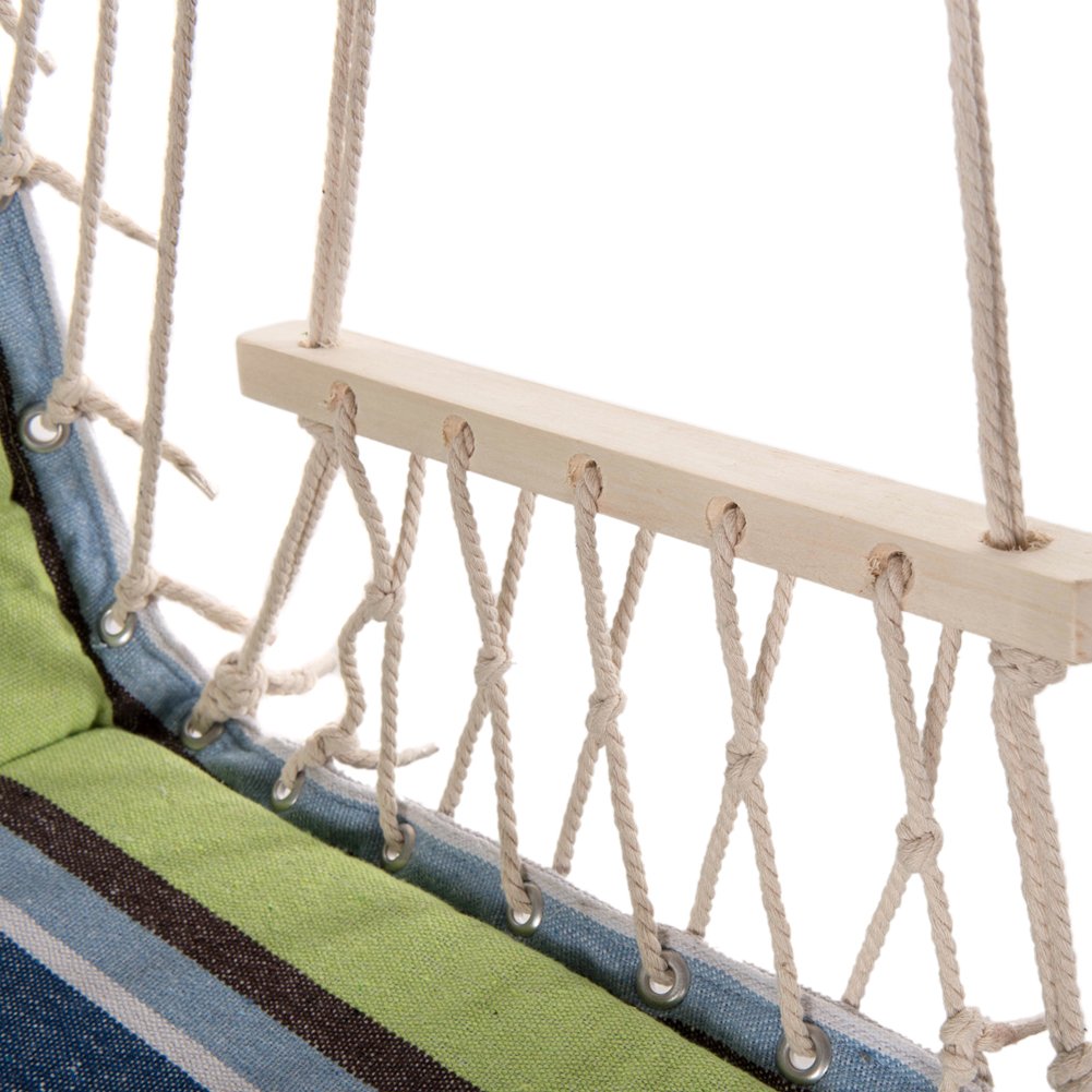 JUNELILY Colored Striped Hammock Leisure Chair for Indoors & Outdoors (Blue & Green Stripes) - image 2 of 7