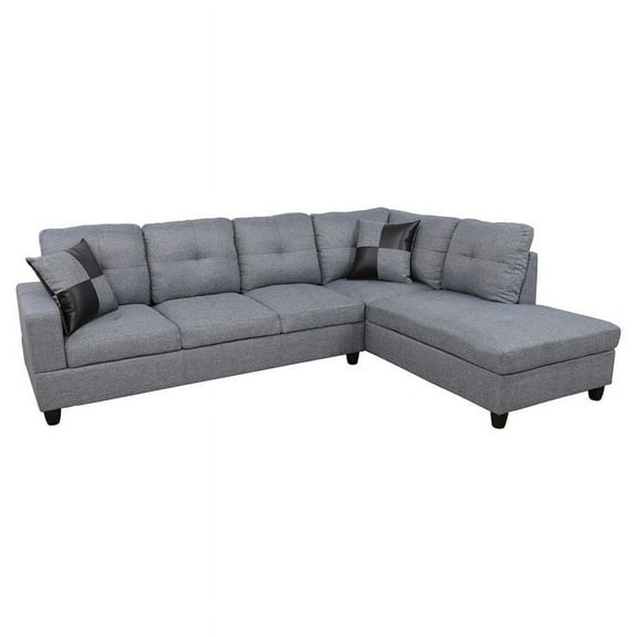 Star Home Living Corp Simon Linen Fabric Right Facing Sectional in Gray