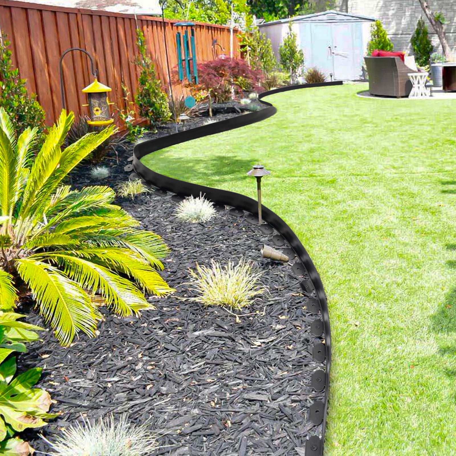 GOTGELIF Landscape Edging 2inch Tall, 40/100ft No-Dig Landscape Edging Border with 50/120 Spikes Plastic Garden Edging for Landscaping