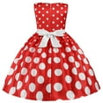 thumbnail image 4 of IBTOM CASTLE Kids Girls Polka Dots Princess Tutu Dress Bowknot Birthday Party Halloween Fancy Dress up 5-6 Years Red, 4 of 6