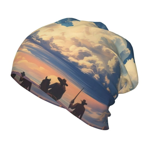 Xecao Western Desert Cloud Cowboy Print Beanie Hat Toddler Girls Boys, Baby Hats Winter Warm Knitted Thermal, Kids Winter Caps