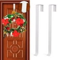 thumbnail image 4 of KXBDSFY 2 Pack Over Door Wreath Hook Thin Metal Overdoor Wreath Holder Seasonal Hanger for Front Or Back Door (White 12 for Home, 4 of 9