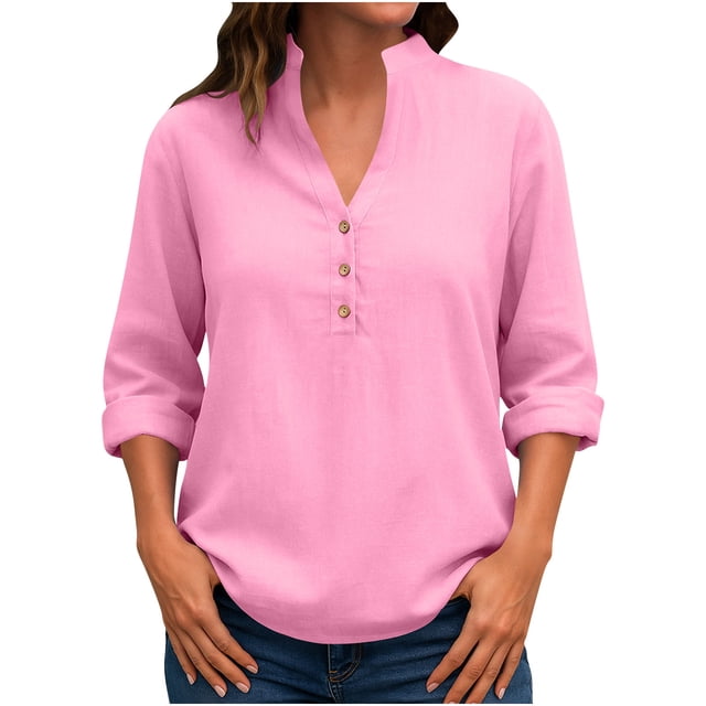 Boyfriend Style Button Up Shirt for Women Oversized Lapel Collar Long Sleeve Top Solid Color Relaxed Fit Casual Spring Fall