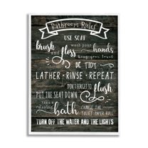 Stupell Industries Rustic Bathroom Rules Sign Good Hygiene List Typography Painting White Framed Art Print Wall Art, 11 x 14