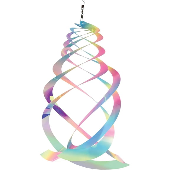 In the Breeze 9162 — Striped Iridescent Crystal Spinner — Suncatcher Wind Spinner for Yards and Gardens, Humane Animal Deterrent