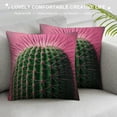 thumbnail image 3 of JRXY  Vintage Pink Color Green Cactus Tropical Summer Plants Pillow Case Cushion Cover Decorative(PL068TR) White, 3 of 5