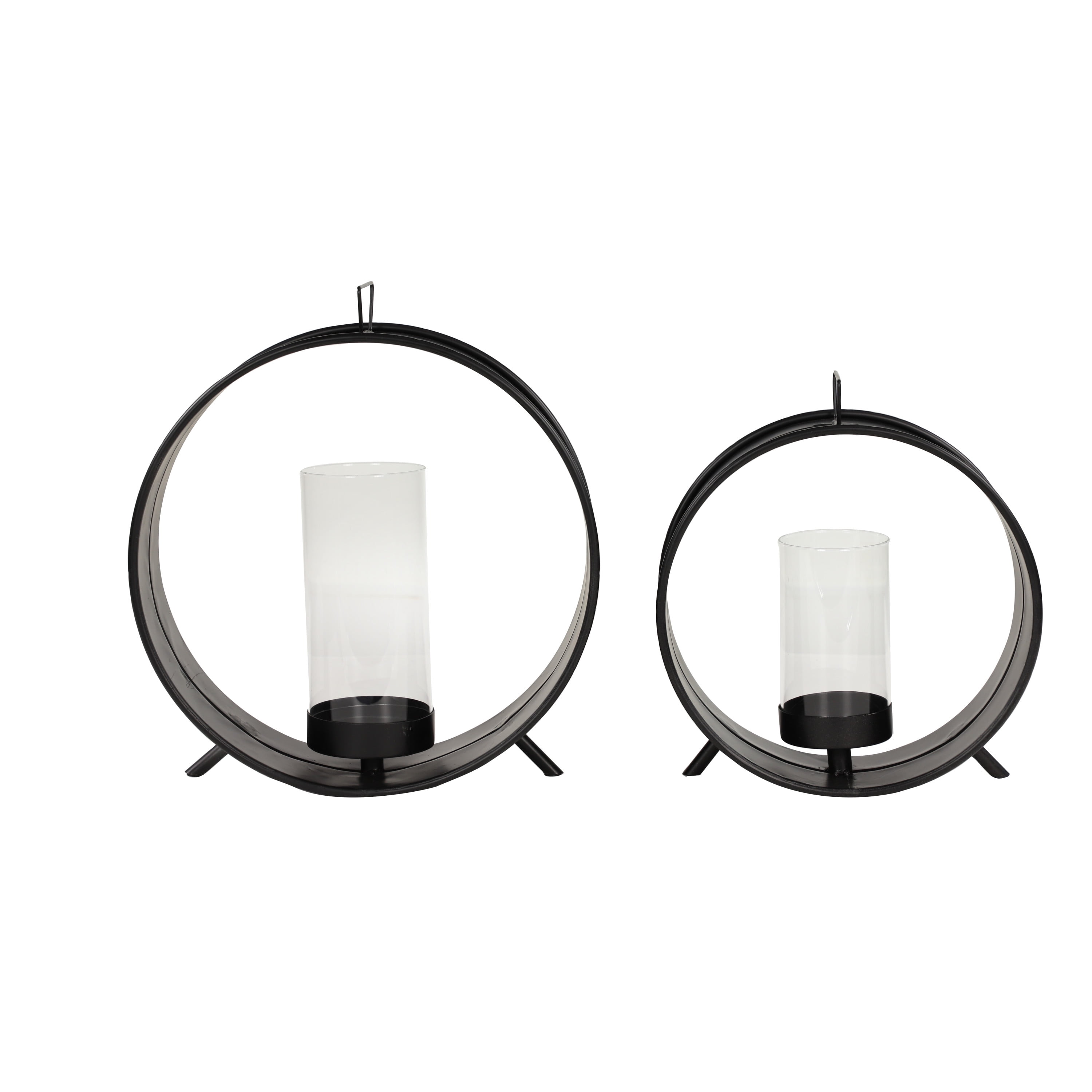 DecMode 16", 12"H Industrial Candlestick, Black, 2 - Pieces