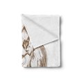 thumbnail image 2 of Music Soft Flannel Fleece Throw Blanket, Jazz Man Playing Trumpet with a Pose Sketch Image Solo Show Artwork Print, Cozy Plush for Indoor and Outdoor Use, 60" x 80", Green Brown White, by Ambesonne, 2 of 5