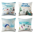 thumbnail image 2 of Christmas Snowman Penguin and polar bear Printed Decorative Throw Pillow Covers, Blue and White, 18" x 18", Set of 4, 2 of 3