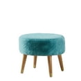 thumbnail image 4 of Home Soft Things Heavy Faux Fur Oval Ottoman - Blue Turqoise - 22" x 18" x 18", 4 of 4