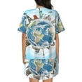 thumbnail image 3 of Kdxio World Travel Print Pajamas Sets for Women Short-Sleeved Pjs with Lounge Shorts Two Piece Sleepwear S-4XL, 3 of 8