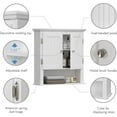 thumbnail image 6 of UTEX Bathroom Cabinet Wall Mounted, Wood Hanging Cabinet, Wall Cabinets with Doors and Shelves Over The Toilet for Bathroom,White, 6 of 7