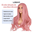 thumbnail image 5 of Peluca Natural Cabello Pelo Largo Rizado Rosa Claro, 5 of 5