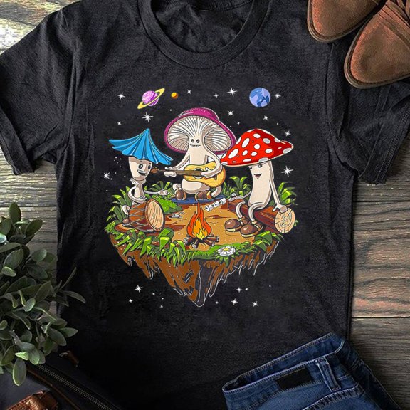 Hippie Magic Mushrooms Dancer Fungi Forest Tie dye Hippie T-Shirt - Hippie Shirt, Hippie Soul Shirt, Peace Shirt, Hippie.