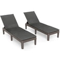 thumbnail image 2 of Gymax 2 Pcs Chaise Longue de Patio Fauteuil Inclinable avec Dossier Réglable 3 Positions et Coussin Brun et Gris, 2 of 9