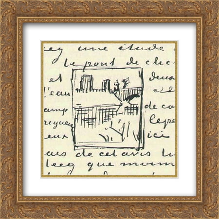 Vincent van Gogh 2x Matted 20x20 Gold Ornate Framed Art Print 'The Seine with the Pont de Clichy'