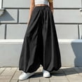 thumbnail image 2 of Casual Palazzo Pants, Women's Linen Wide Leg Split Skirt with Elastic Waist Drawstring, Soft Ice Silk Fabric Summer Loose Fit Comfortable Trousers for Beach Vacation 2025, 2 of 4