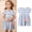 C-Light Blue403, variant on JIAYUE Spring Dresses For Girls Striped Short Sleeve Drop Shoulder Crew Neck Mid Length Shirt Dress with Cute Flower For Children Seasonal Dailywear