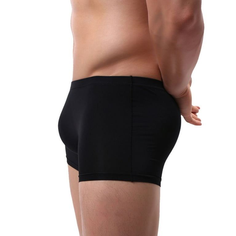 QAZXD Men's Underwear Ice Silk Sweat Absorbing Breathable Boxer Briefs Buy  2 Get 1 Free（Black，M）