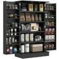 thumbnail image 2 of HOMCOM 41" Kitchen Pantry, 2-Door Kitchen Cabinet with 5-tier Storage Shelving, 12 Spice Racks and Adjustable Shelves for Dining Room, Black, 2 of 9