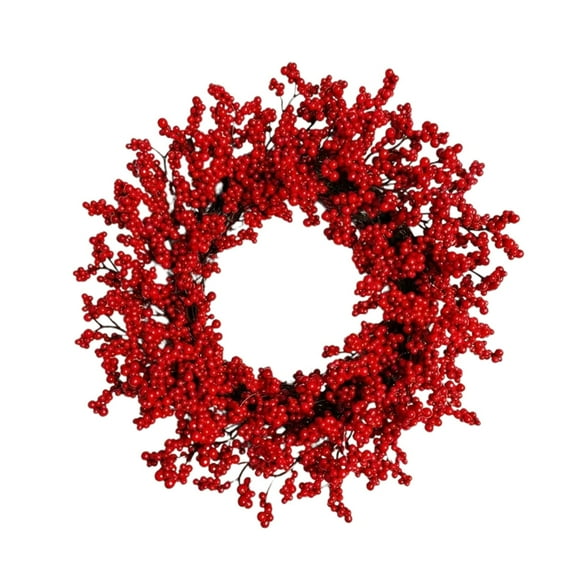 Tyeign Red Berry Wreath,16In Artificial Christmas Valentine Door Decoration,Twig Grapevine Garland for Wall Window Farmhouse,Indoor Outdoor Holiday Party, 1X Wreath