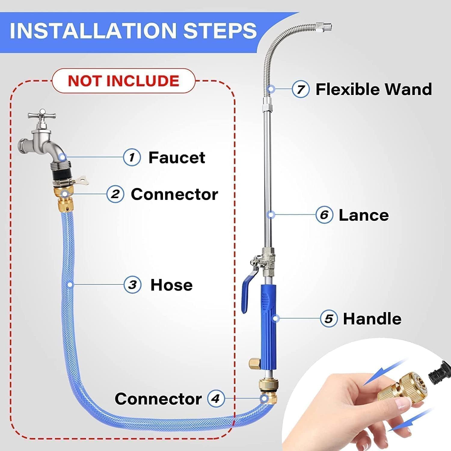 Hose Hawk Pressure Washer, Hosehawk Pro Handheld Garden Hose Nozzle with 360° Rotating Head, 4 Spray Modes Multi-Function Water Sprayer for Car, Yard and Driveway Cleaning