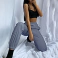 thumbnail image 6 of UDIYO Women High Waist Baggy Reflective Long Pants Elastic Waist Ankle Tie Trousers, 6 of 7