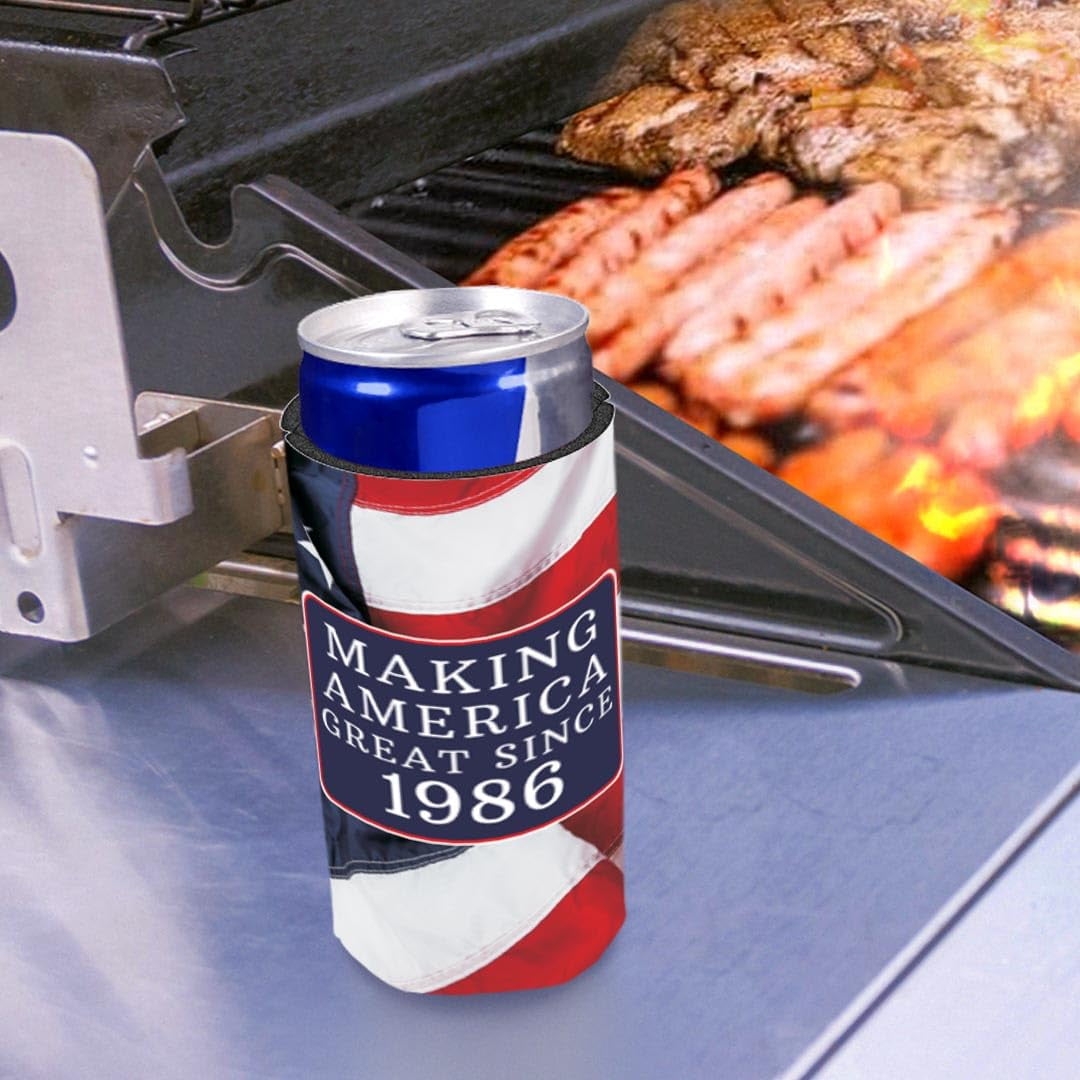 40th Birthday Coolie Making America Great Since 1986 12-Pack Ultra Slim Can Thermocoolers