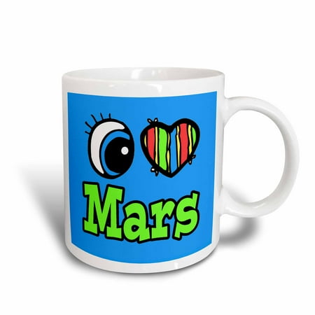 

3dRose Bright Eye Heart I Love Mars - Ceramic Mug 15-ounce