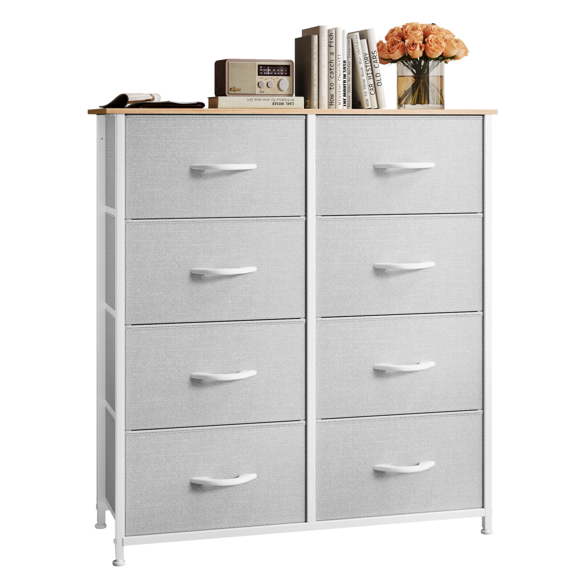 Uforic 8 Drawers Dresser Chest of Drawers for Fabric Storage Dressers for Living Room Gray