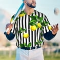 thumbnail image 6 of Balery Lemons on Striped Baseball Jersey for Men Casual Button Down Shirts Short Sleeve Active Team Sports Uniform-Small, 6 of 9