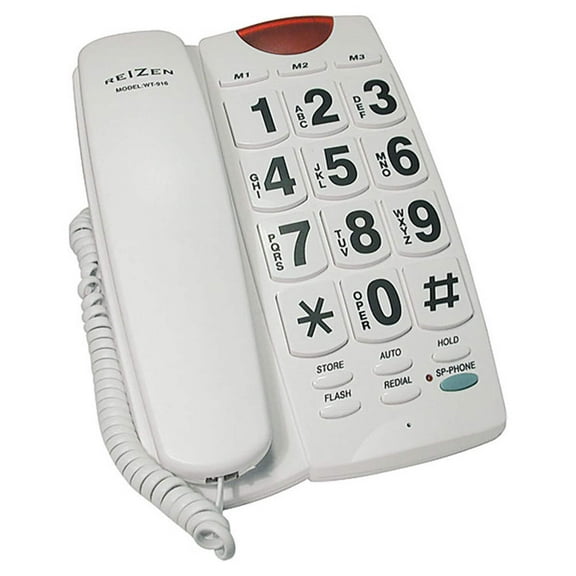 Large Button Phone White with Black Numbers