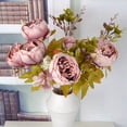 thumbnail image 4 of Ramo de flores de peonía artificial Oficina en casa Decoración floral falsa Boda Ramo de flores de seda, Cameo Marrón seitruly HA7181-03B, 4 of 6