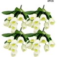 thumbnail image 5 of Ventas promocionales, 4X flores artificiales, simulación de ramo de 9 cabezas, tulipanes falsos, flores de boda, plantas, centros de mesa, decoración, blanco leche, 5 of 5