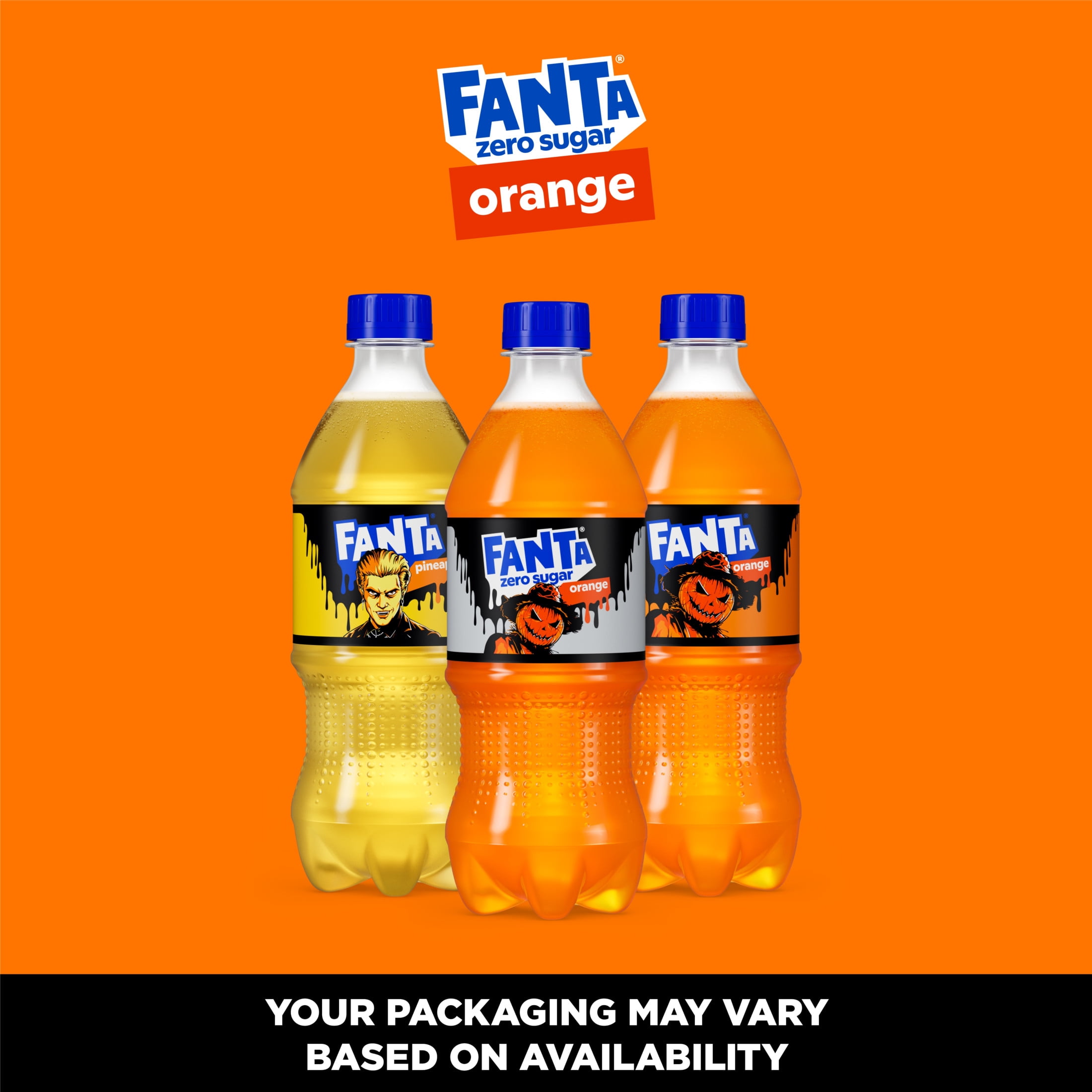 Fanta Zero Sugar Orange Soda Pop Bottle, 20 fl oz