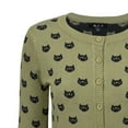 thumbnail image 2 of YEMAK Women's Cute Cat Pattern 3/4 Sleeve Button Down Stylish Cardigan Sweater MK3466-OLV/BLK-L, 2 of 10